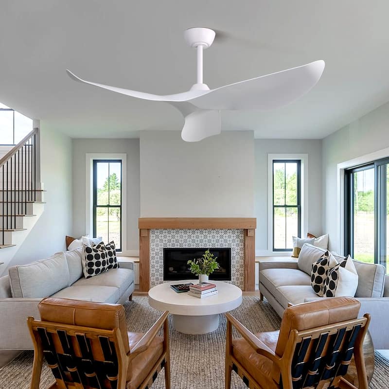 52 Inch Indoor Ceiling Fan With 6 Speed Remote - White