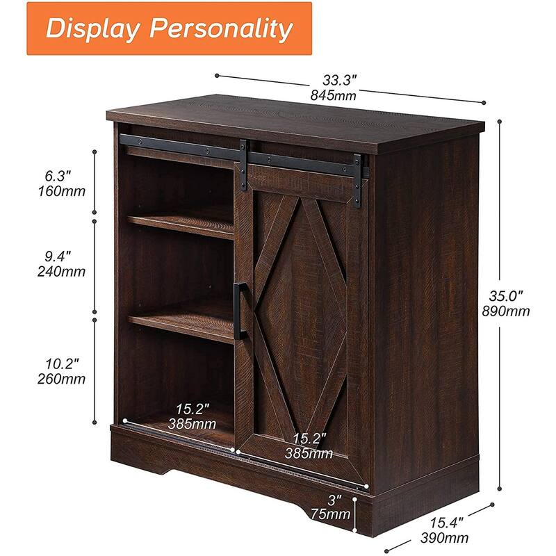WAMPAT Farmhouse Coffee Bar Cabinet Storage Sideboard