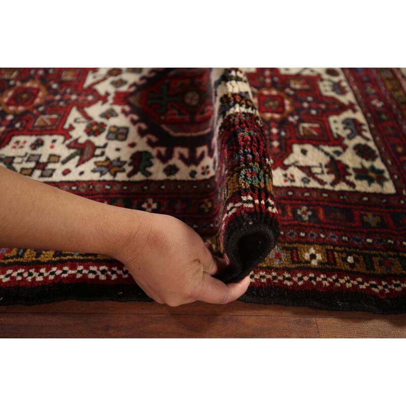 Tribal Gharajeh Persian Runner Rug Handmade Beige Wool Carpet - 2'7"x 9'7"