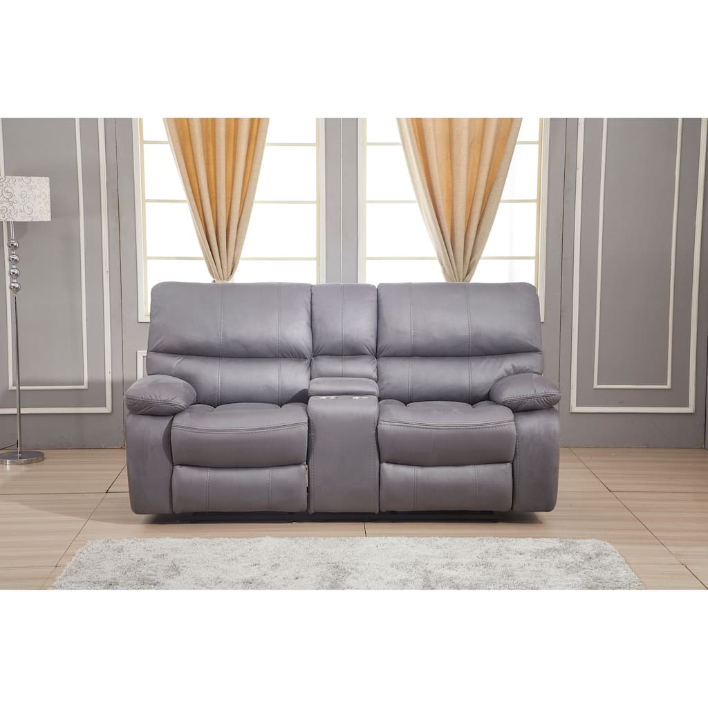 Betsy Furniture Microfiber Manual Rclining 2-seat Loveseat with Console 8007