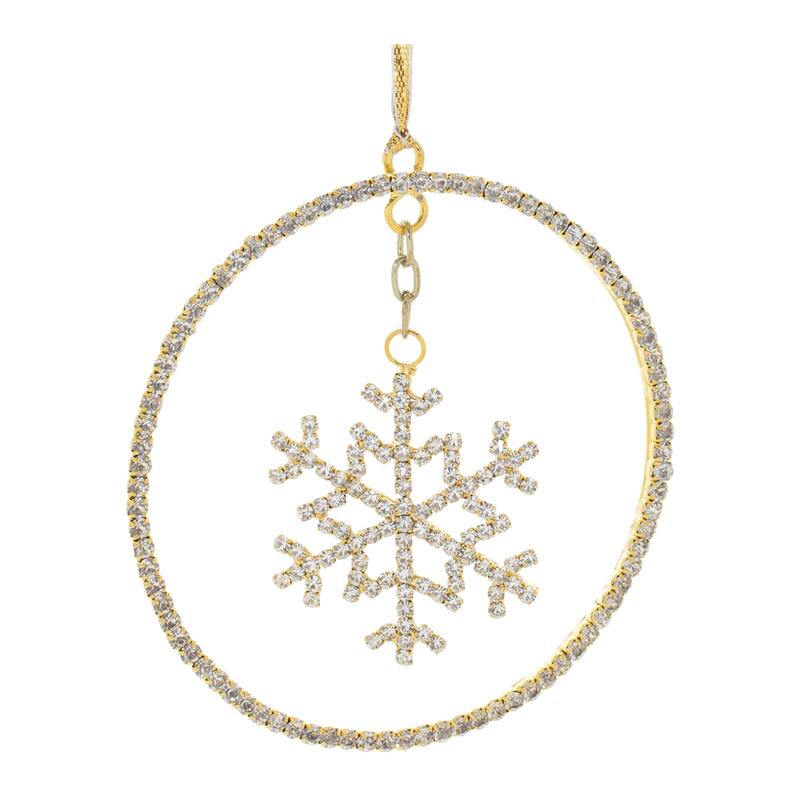 Glass Beaded Snowflake Disc Christmas Ornaments - 4" - Gold - 12ct