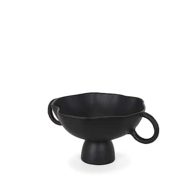Radka Small Matte Black Metal Decorative Bowl - 11.22 x 15.55 x 6.75