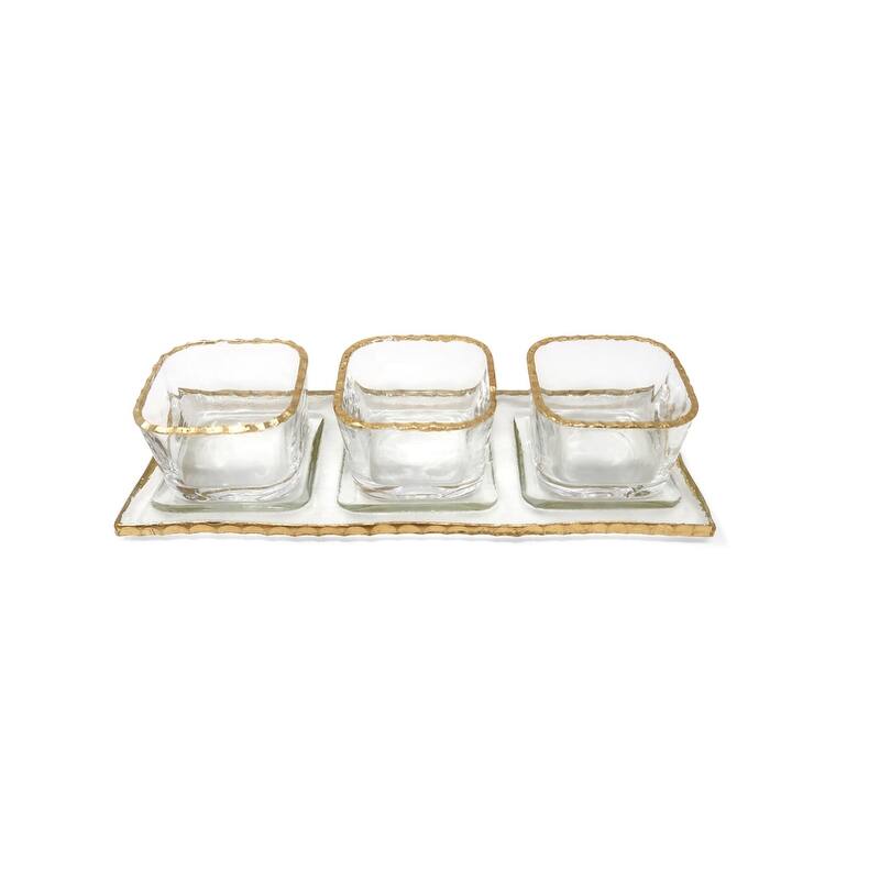 Bowl Relish Dish on Tray with Gold Rim