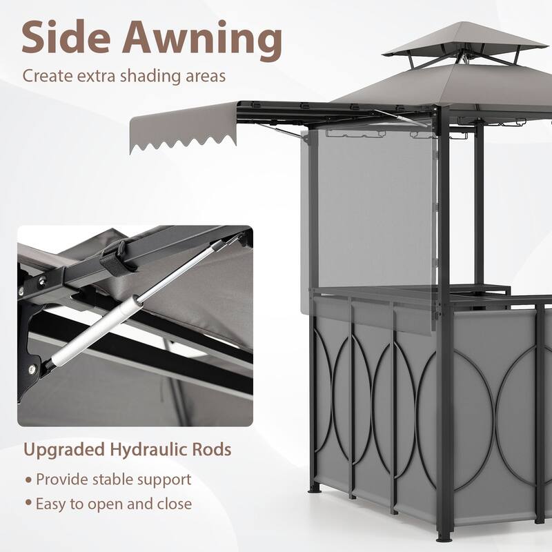 Gymax 3-Piece Outdoor BBQ Canopy w/ Bar Table & 2 Foldable Bar Chairs