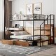 preview thumbnail 3 of 26, Industrial Minimalist Twin Over Full Metal Bunk Bed with Drawer and Lateral Storage Ladder and Wardrobe