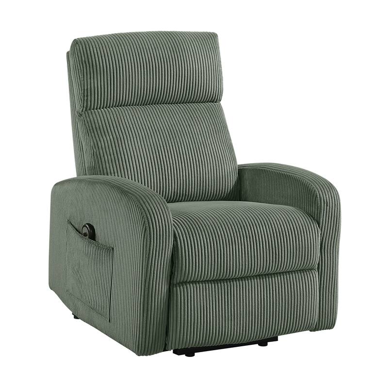 Covelo Corduroy Reclining Chair - Green (Power Lift)