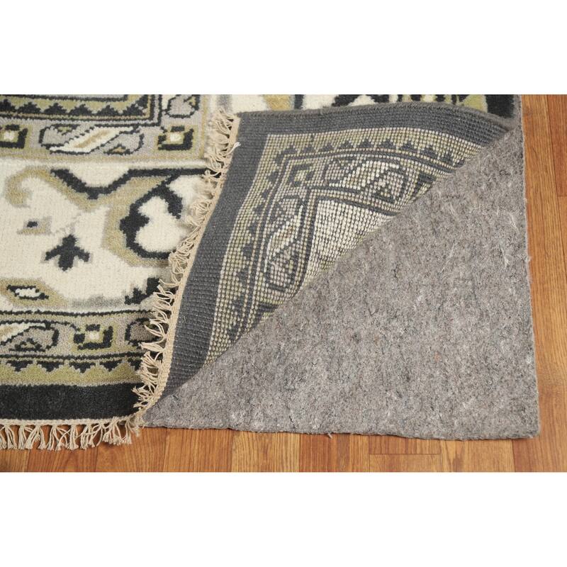Black Oushak Indian Area Rug Hand-Knotted Wool Carpet - 9'1" x 11'9"