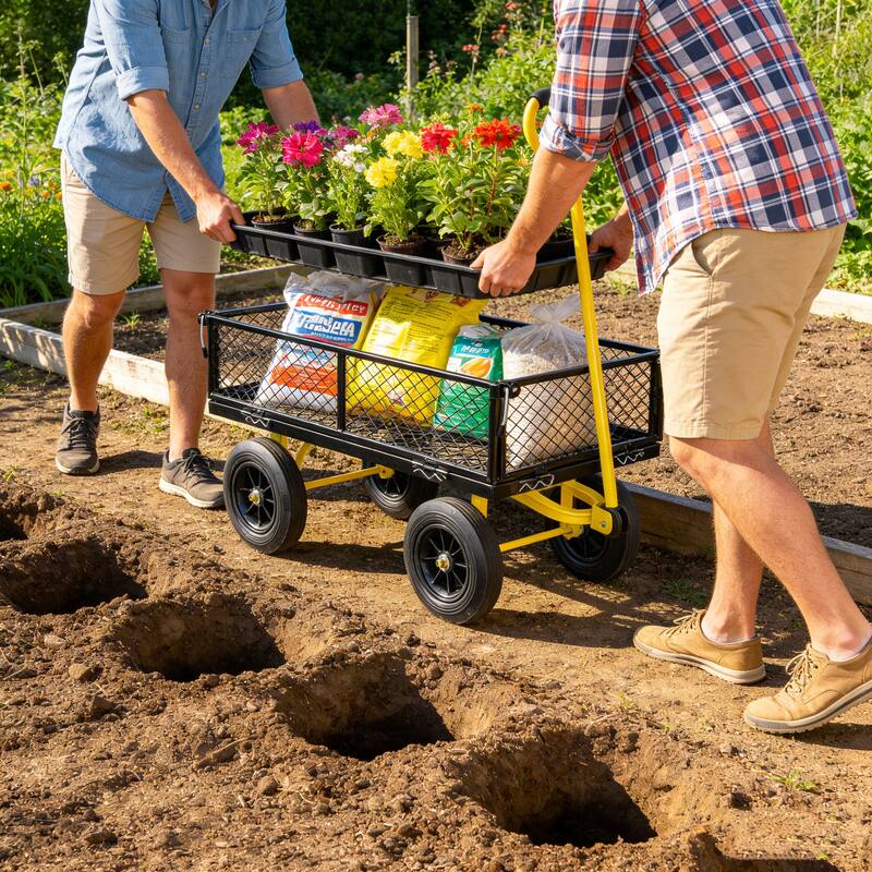 Anmytek Heavy Duty Steel Mesh Utility Wagon with Removable Sides 880 lbs Capacity Garden Cart