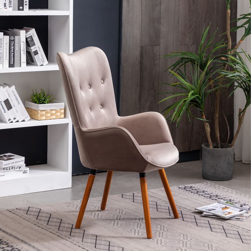 Chocolate 30" Polyester Button Tufted Accent Chair