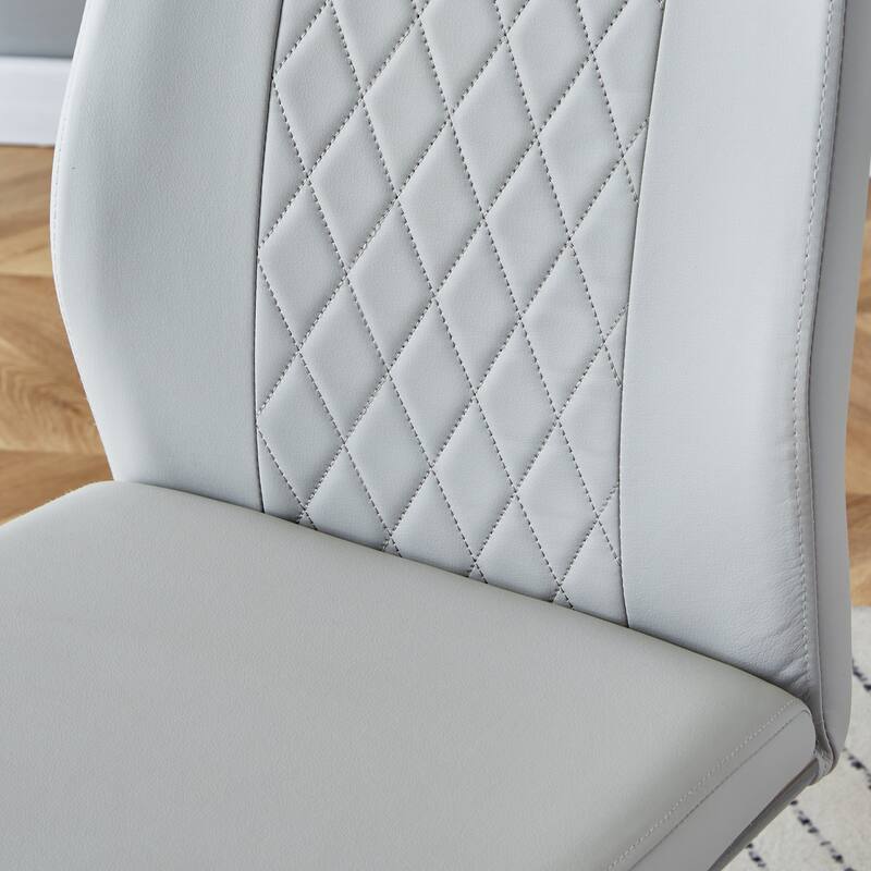 Faux Leather Dining Room Chairs with Upholstered Seat, Modern Kicthen Chairs Armless Accent Chairs with Metal Legs, Set of 4