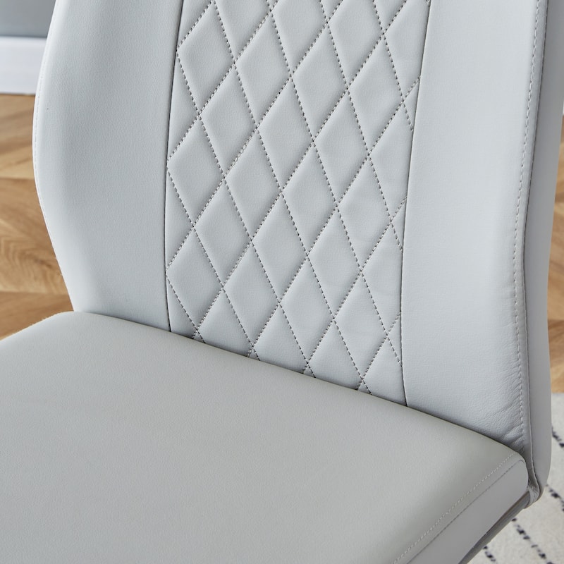 Leather Dining Chair Set of 6 Office Chair with C-Shaped Metal Legs
