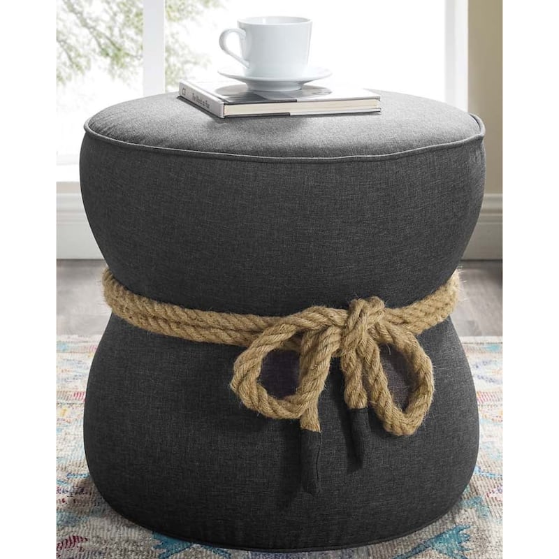 Contemporary Coastal Design Upholstered Ottoman - Grey
