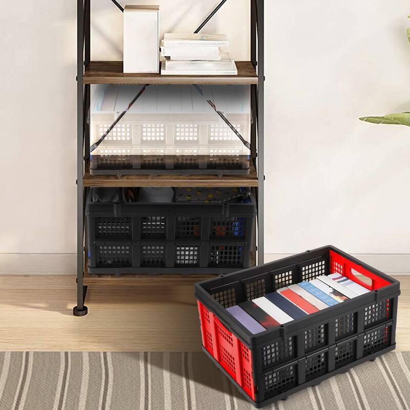 Foldable Storage Basket, Stackable Crate with Handle