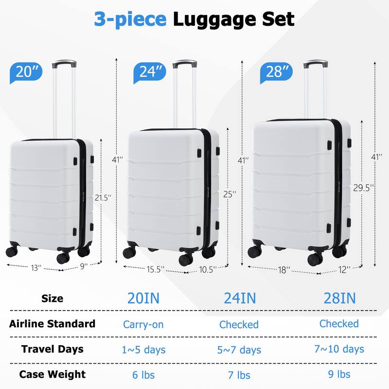 Hard Shell ABS, Double Spinner Wheels Lightweight Suitcase TSA Lock