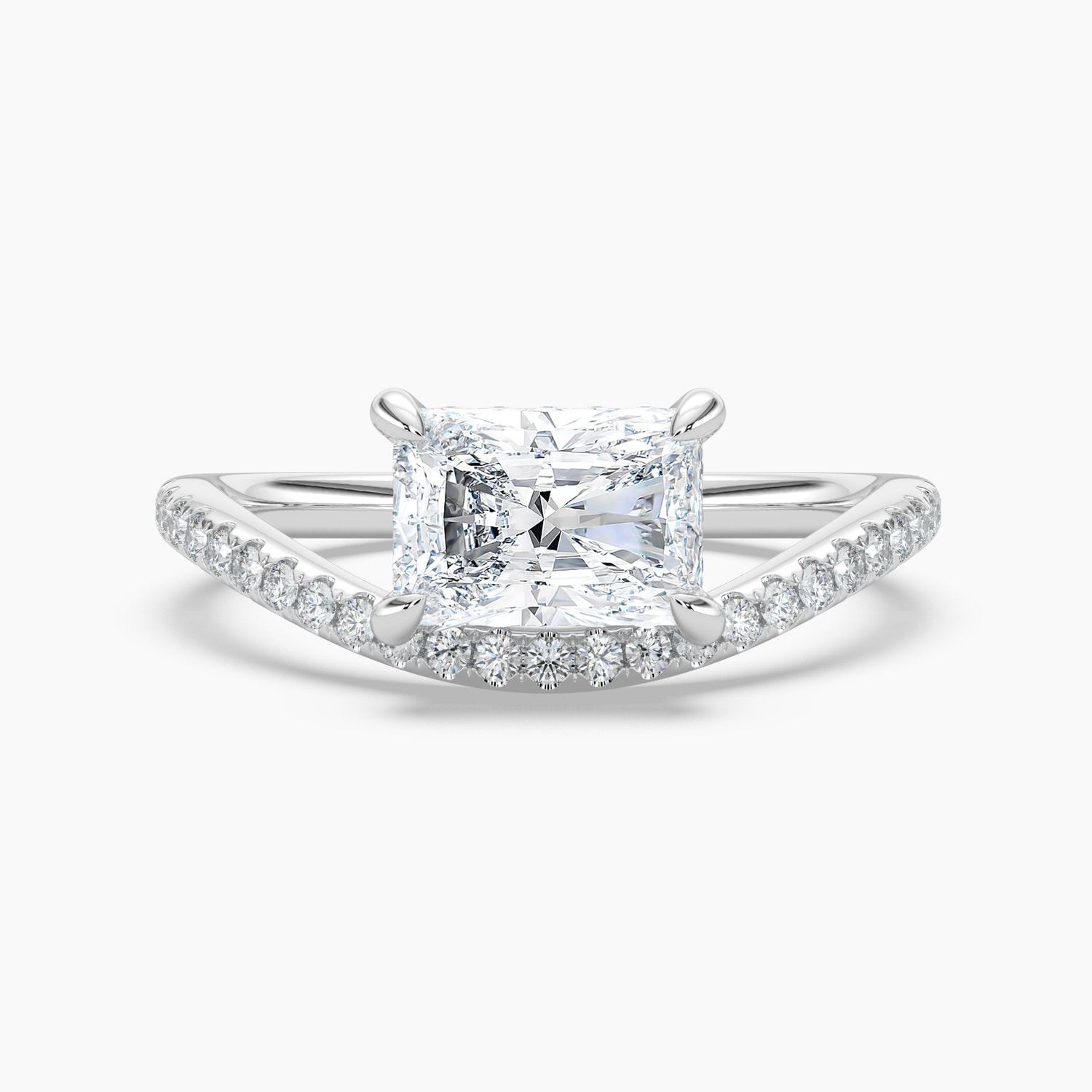 Auriya 14K Gold Lab Grown Diamond Radiant Cut Curved Band Engagement Ring 1.27 - 5.27ct. tw. (E-F, VS)