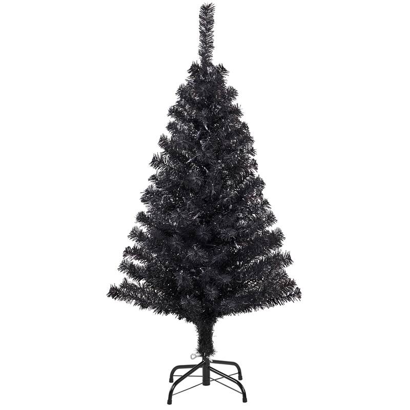 Yaheetech Prelit Halloween Black Spruce Hinged Christmas Pine Tree - 4 Foot
