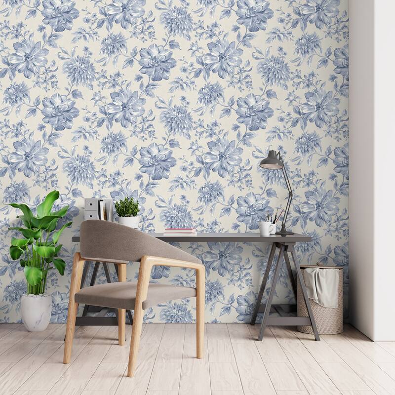 Fine Decor Gabriela Blue Floral Wallpaper