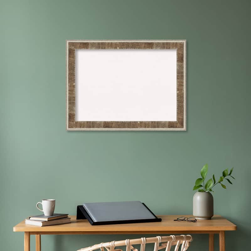 Farmhouse Brown Narrow Wood Framed White Corkboard Bulletin Board