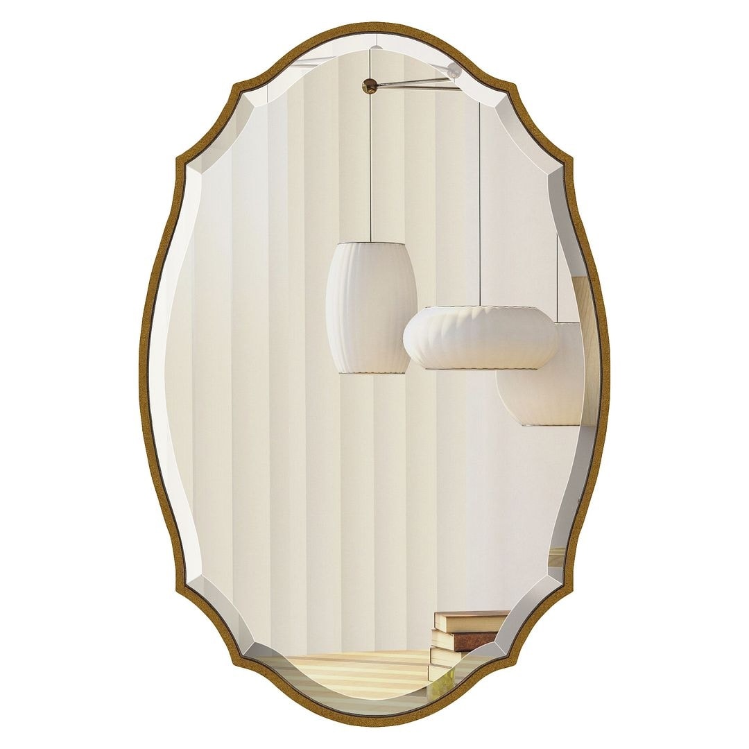 セール！ Hickory Manor 5075VG Oval with Bow Beveled Mirror Antique Gold Finish  浴室、浴槽、洗面所
