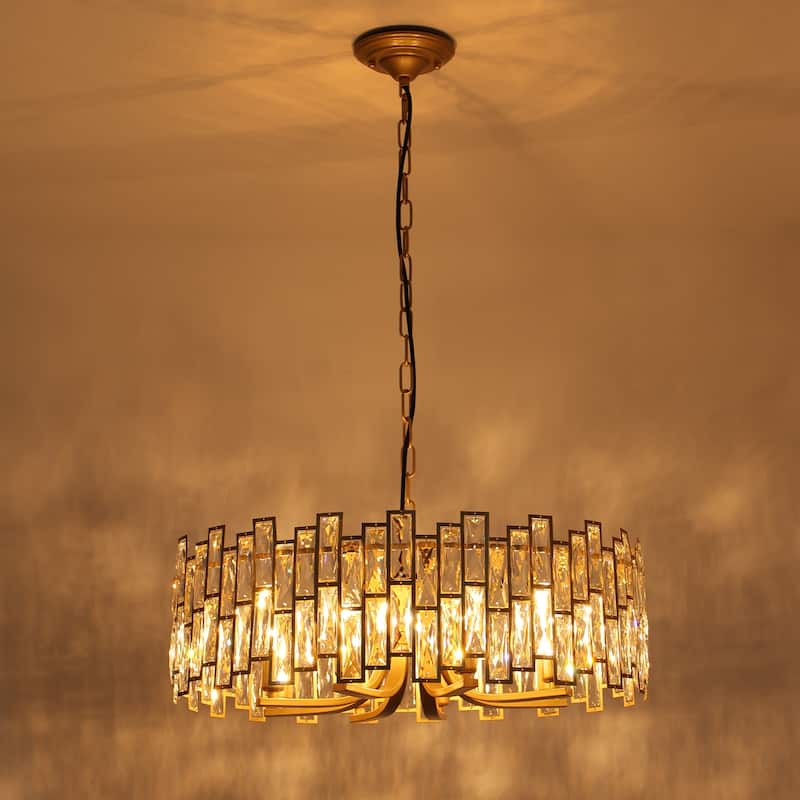 Starsky 8-Light 24in. Modern Crystal Drum Ceiling Lights Round Chandelier