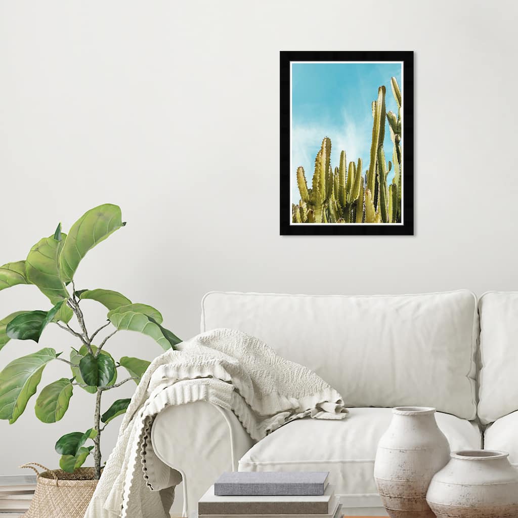 Wynwood Studio Prints Floral and Botanical Cactus Plantation Green and Light Blue Modern & Contemporary Wall Art Canvas Print