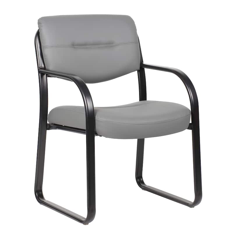 Boss Leather Sled Base Side Chair