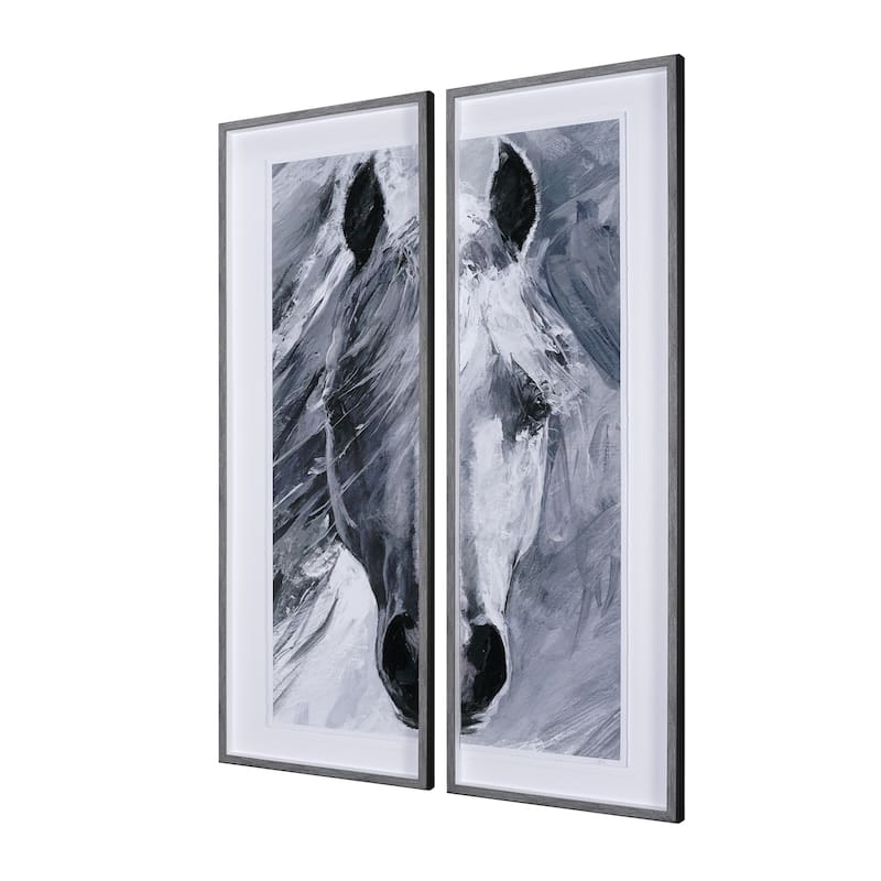 White Horse Portrait (Set of 2) Framed Art Print