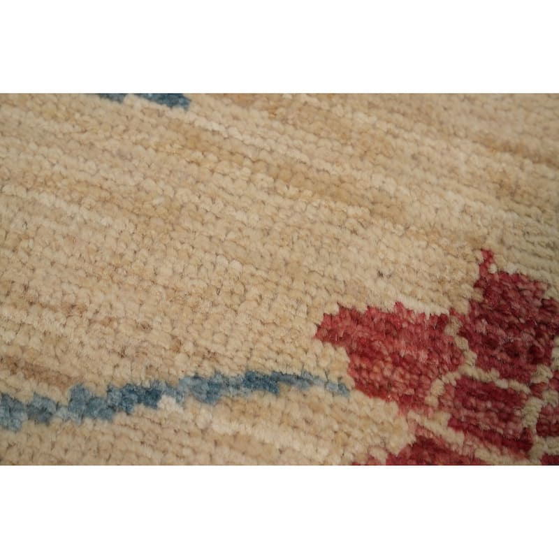 Hand Knotted Oriental 100% Wool Carpet Traditional Floral Beige & Ivories Ziegler Area Rug - 6' 0'' X 2' 9''