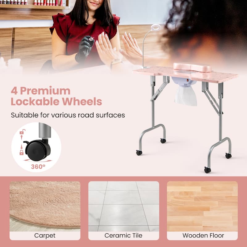 Costway Folding Manicure Nail Table with Electric Dust Collector LED - See Details