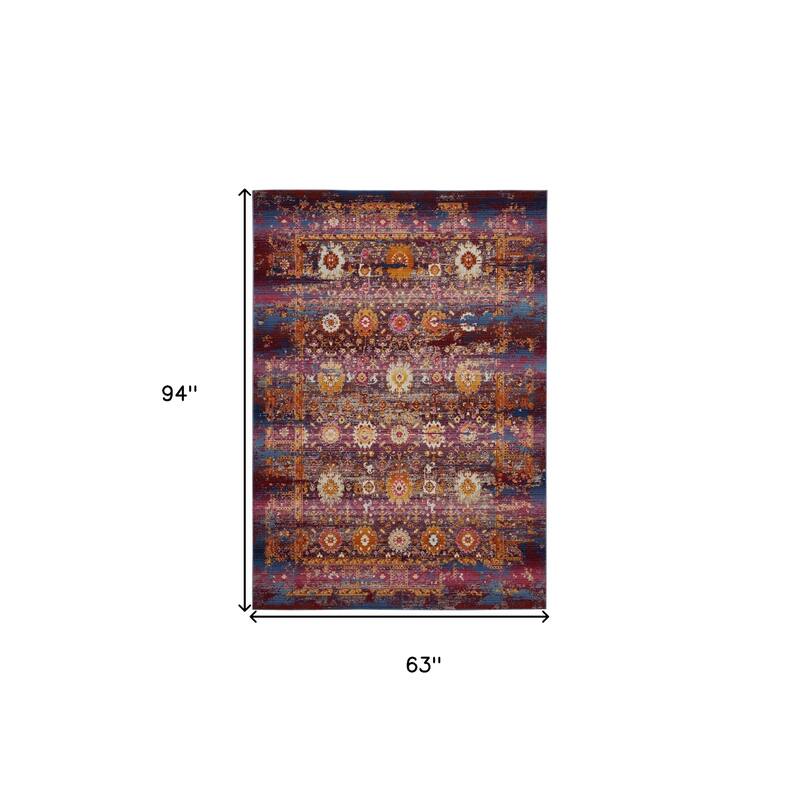HomeRootsFloral Transitional Rectangle Area Rug - 94' X '63' X '0.5