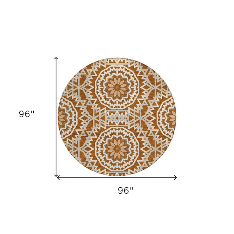 HomeRoots Floral Medallion Transitional Rectangle Outdoor Rug
