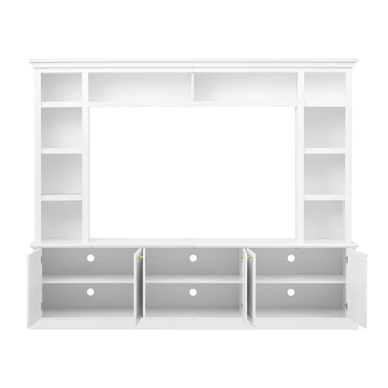Wall Unit Entertainment Center for TVs up to 70", Wood TV Stand with Bookshelves, Media Console Cabinet with Adjustable Shelves
