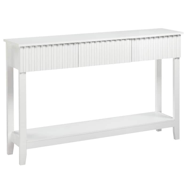 White 2-layer 3-draw MDF 130 * 30 * 81cm Grille Foyer Table