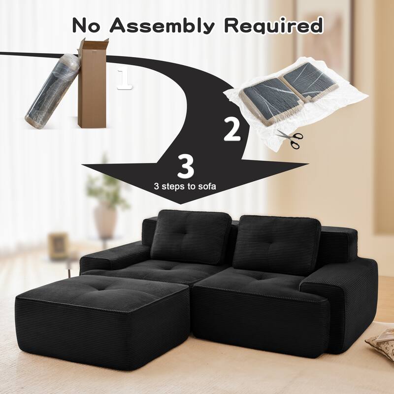 82" Modern L-Shaped Modular Sectional Sofa for Living Room, Corduroy Fabric, 2-Seater Couch with Deep Seat