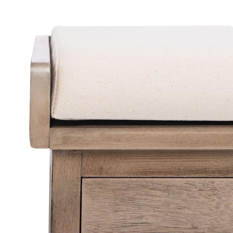 SAFAVIEH Fiorello 3-Drawer with Cushion Storage Bench - 47.3" W x 15" L x 19" H - 47Wx15Dx19H