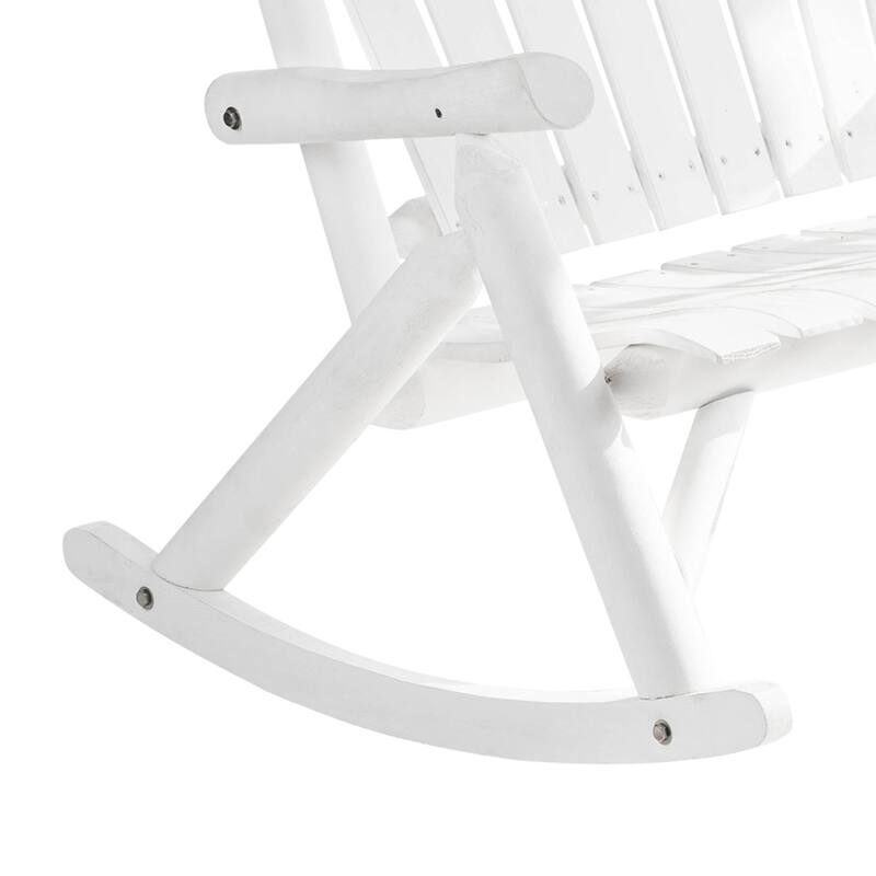 Outsunny 2-Person Wooden Adirondack Rocking with Slatted Design for Backyard, Porch, Poolside