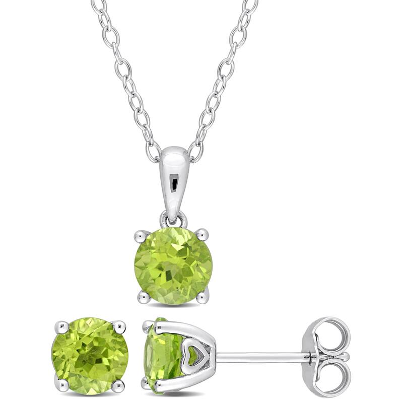 Miadora 2 3/4ct TGW Peridot Set of Necklace and Earrings in Sterling Silver