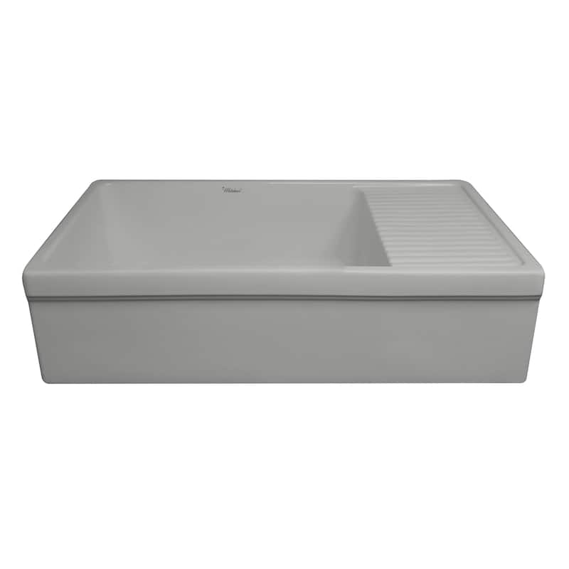 Whitehaus Reversible Matte Fireclay Sink with Integral Drainboard