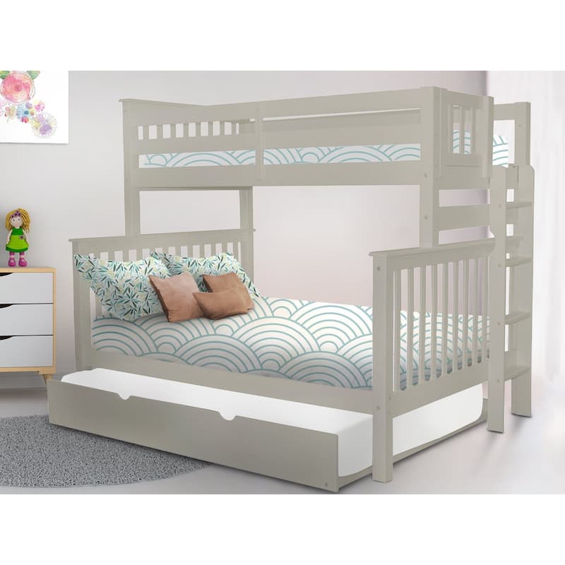 Taylor & Olive Trillium Twin over Full Bunk Bed Ladder, Full Trundle - Grey