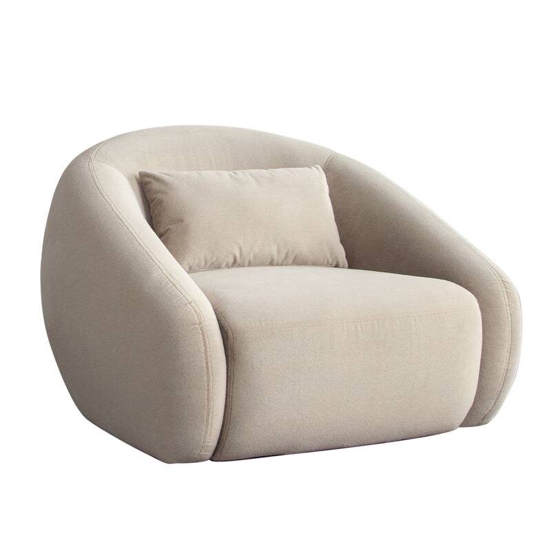 Lex Retro Swivel Accent Chair, 1 Accent Pillow, Fawn Faux Fabric