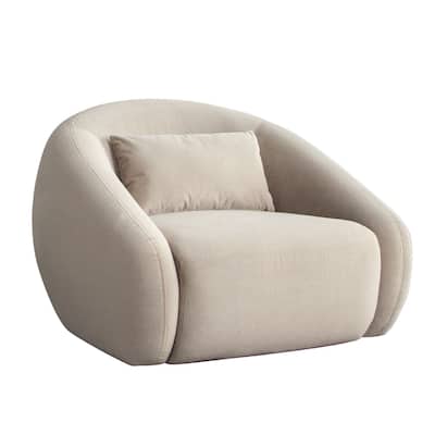 Lex Retro Swivel Accent Chair, 1 Accent Pillow, Fawn Faux Fabric