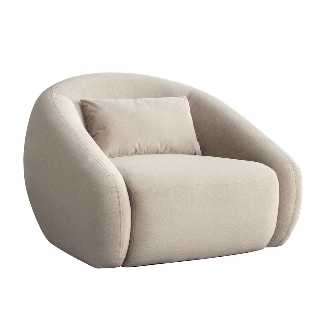 Lex Retro Swivel Accent Chair, 1 Accent Pillow, Fawn Faux Fabric
