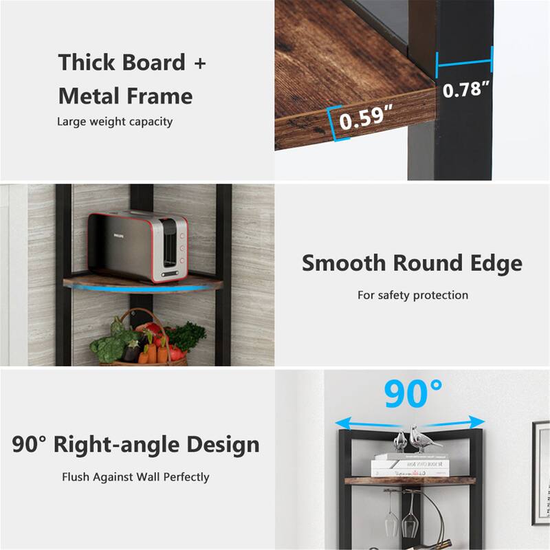 5 Tier Corner Shelf, Rustic Corner Storage Rack Plant Stand