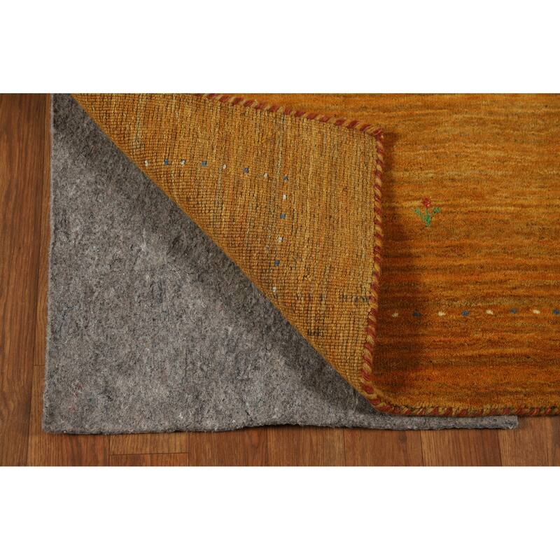 Little Animals Yellow Gabbeh Indian Rug Handmade Wool Carpet - 2'10" x 4'10"