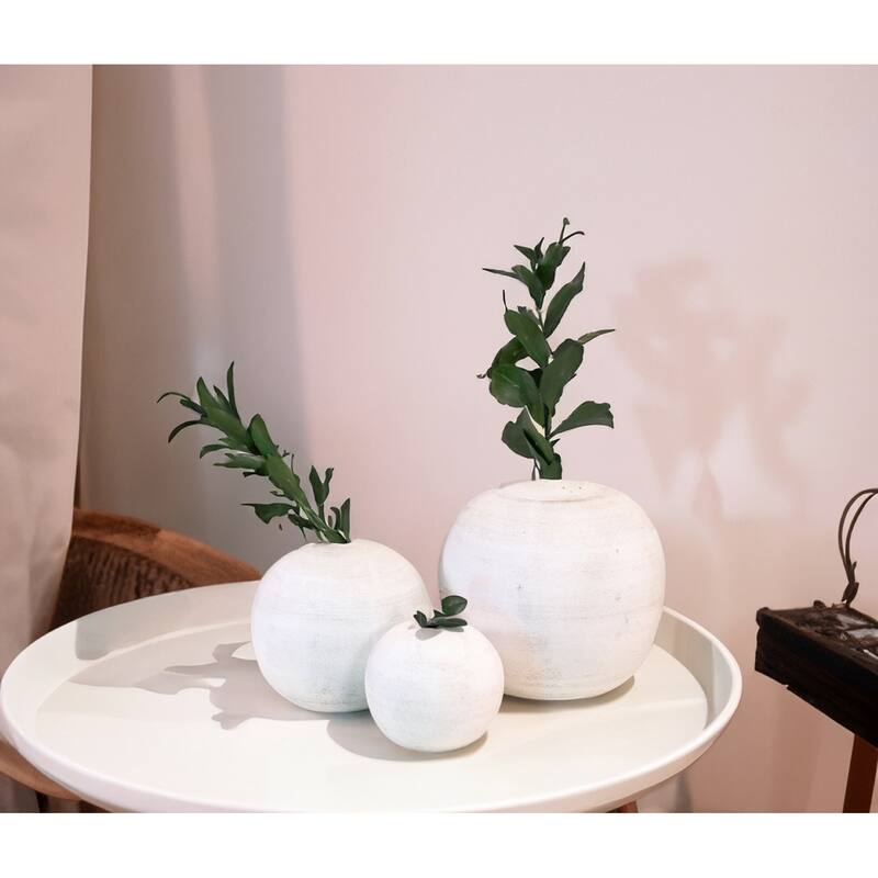Large Clay Sphere Tabletop Decoration - 20" - White