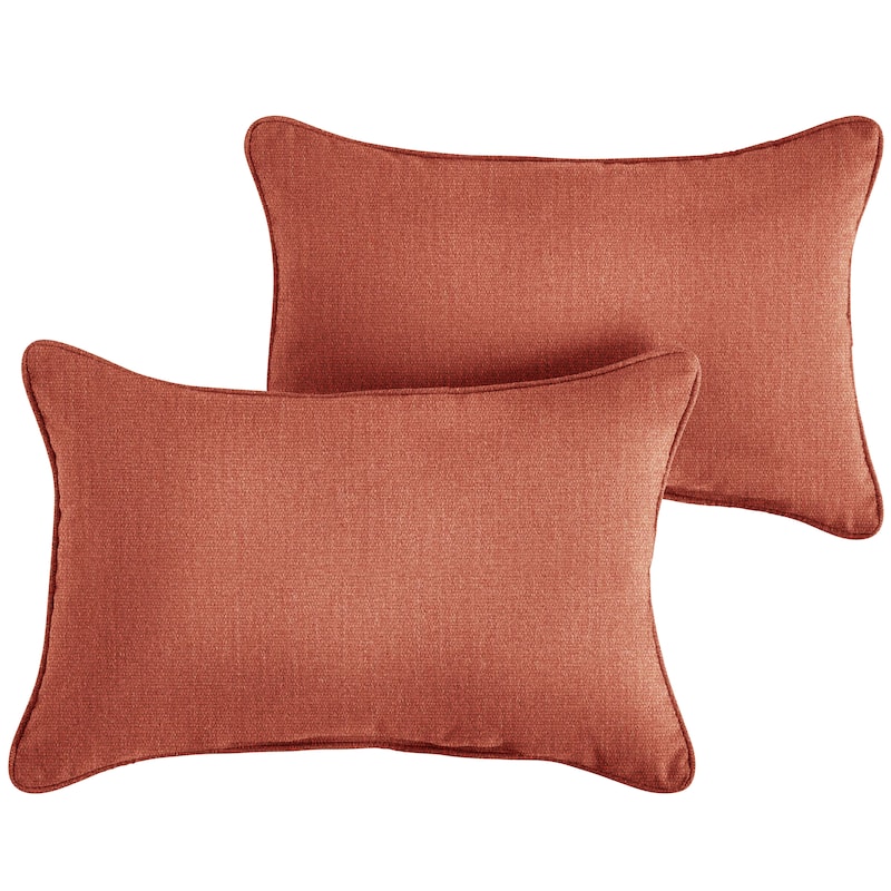 Sorra Home Sunbrella Outdoor Corded Pillow Set of 2 - Sunbrella - Canvas Persimmon - 16 in H x 26 in W x 6 in D