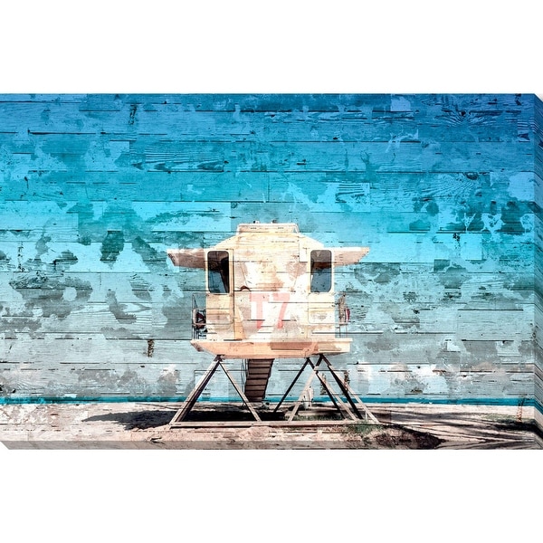 Blue and Beige Printed Rectangular Canvas Wall Art Decor 27" x 40" - N/A
