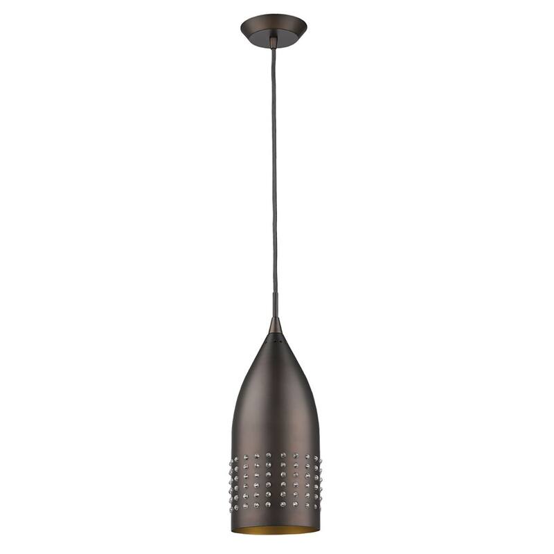 HomeRoots Bronze Hanging Light with Glass Studs - 4.5' X '11' X '4.5