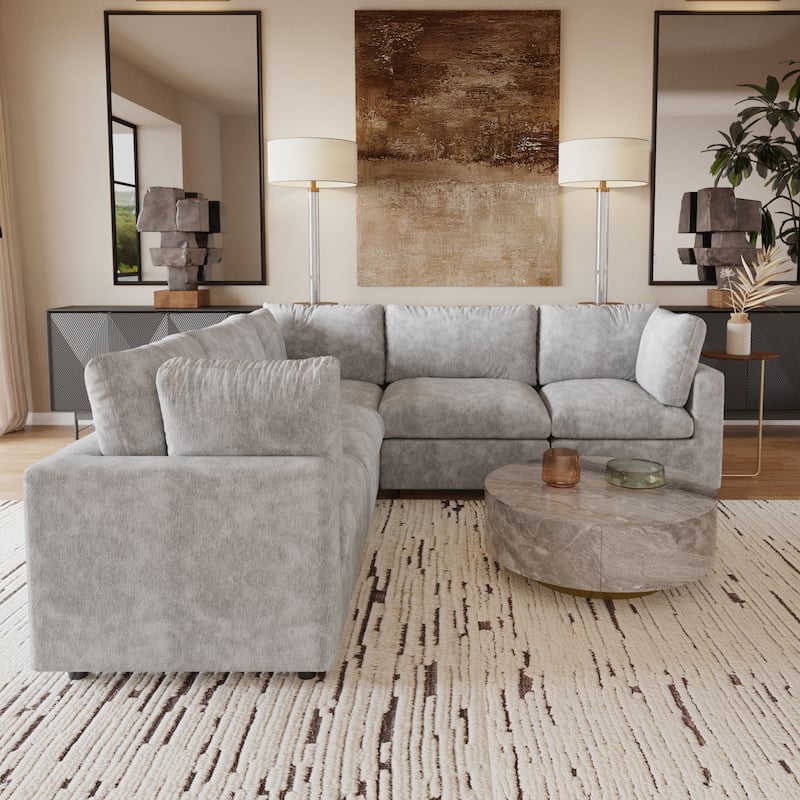 Cloud Couch Modular Sectional Sofa,100.5" V Shaped Couch,5 Seater for Living Room Set,Covers Washable&Replaceable