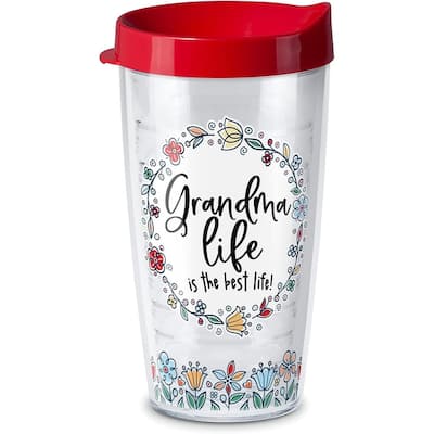 Grandma Life Double Wall Insulated Unbreakable Plastic Tumbler with Lid Holds 16 Ounces BPA Free Microwave Safe Dishwasher Safe
